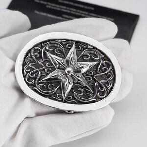 Authentic Chrome Hearts Classic Star Oval 925 Silver Buckle